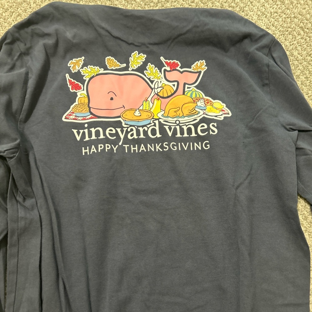 Vineyard Vines Navy Thanksgiving Whale Shirt